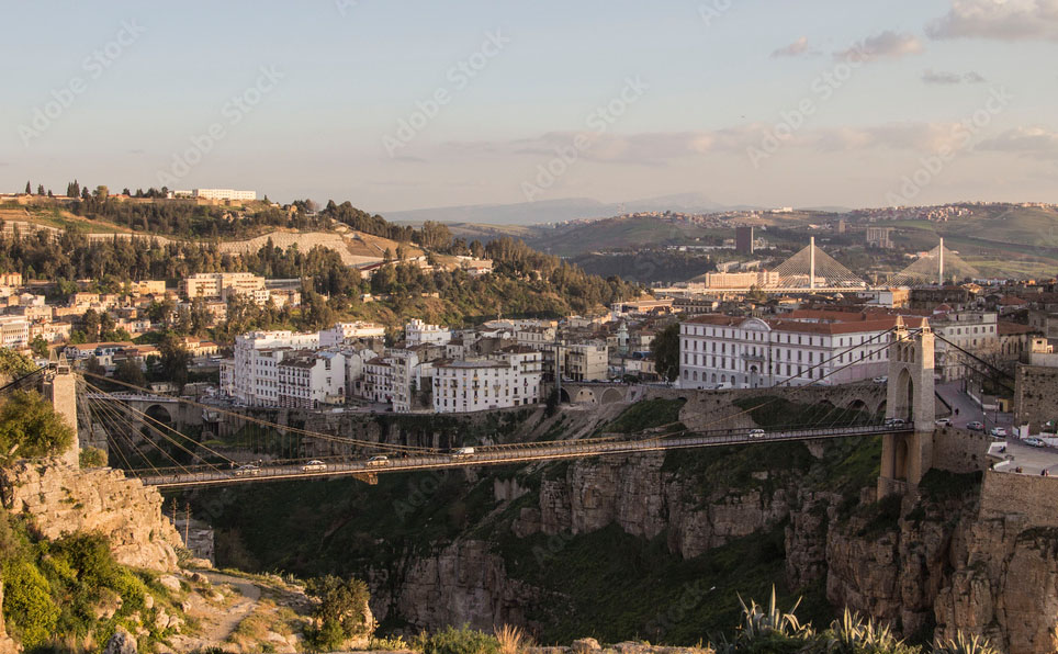 Sidi M'Cid suspension bridge over the Rhummel gorge in Constantine, Algeria